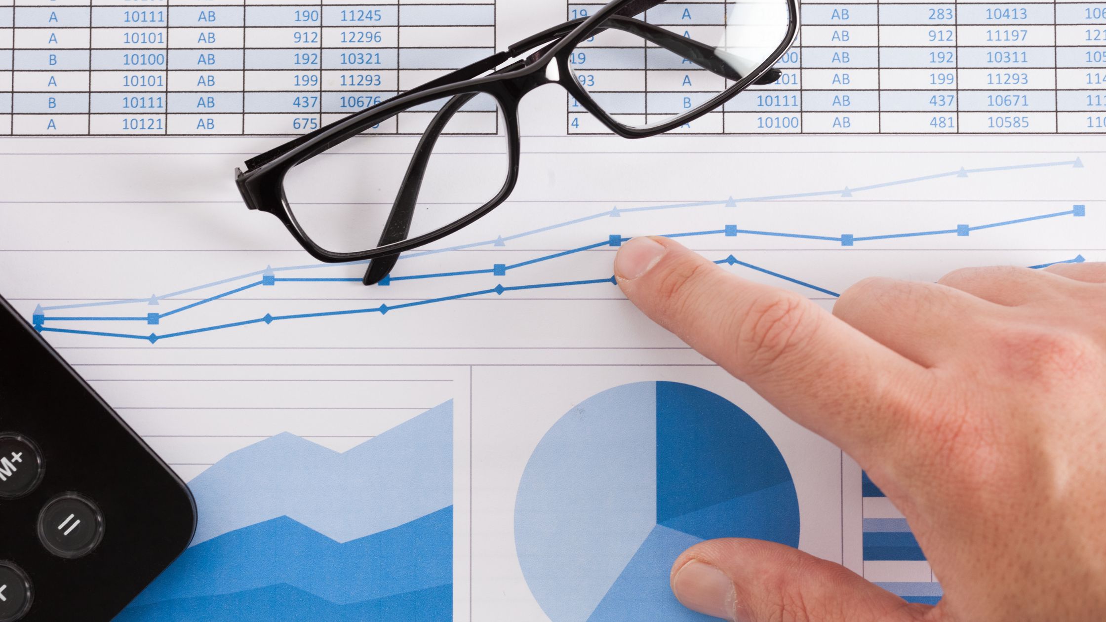 photo of glasses, graphs